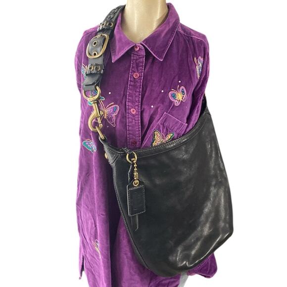 Coach Bleeker Tattersall Leather Duffle Bag Black Purse Vintage Shoulder Bag - Picture 2 of 8